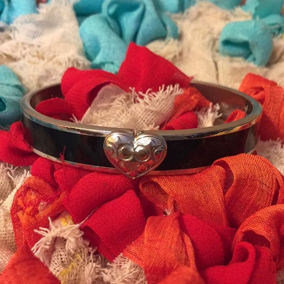 Coach Black Enamel Bangle with Signature Heart